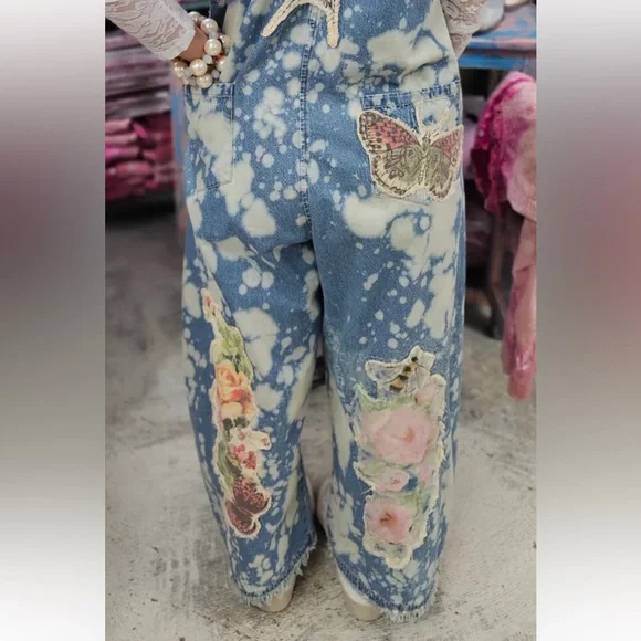 A RARE BIRD BUTTERFLY ROSE OVERALLS NWT sz OS - Picture 3 of 11